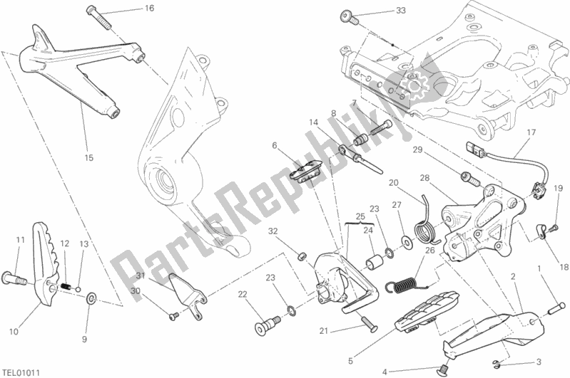 All parts for the Footrests, Right of the Ducati Diavel Xdiavel USA 1260 2018